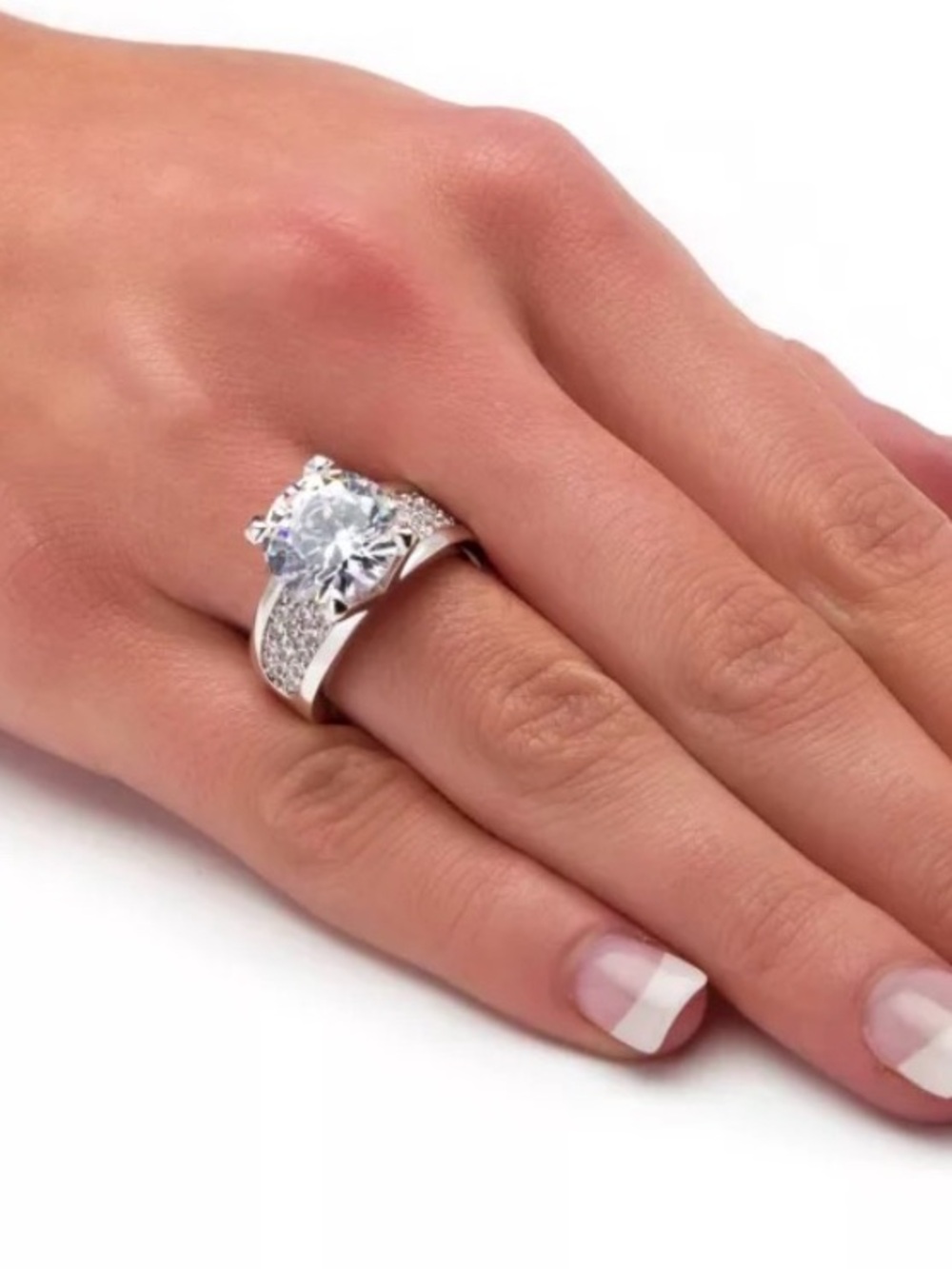 PALM BEACH JEWELRY SETA 6.96 CUBIC ZIRCONIA ENGAGEMENT PLATED RING 5